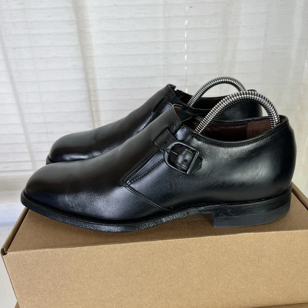 Foot So Port Supreme Monk Strap Black Leather Dress Shoes Mens Size 8 B/D